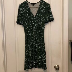 Green faux wrap dress